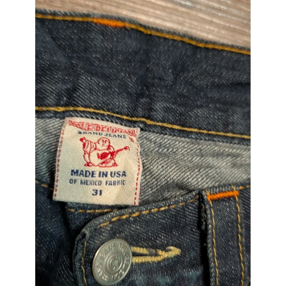 True Religion Bobby Mens Straight Leg Jeans Dark Indigo 31x34 Made in USA READ